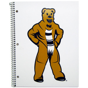 white spiral bound notebook with Penn State Nittany Lion Mascot